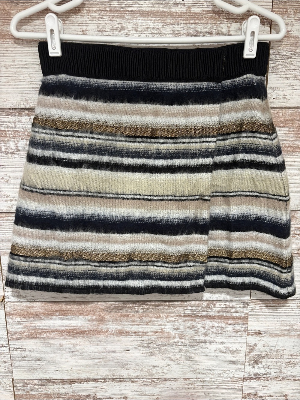 Vena Cava Striped Knit Mini Skirt - Black, Cream & Brown